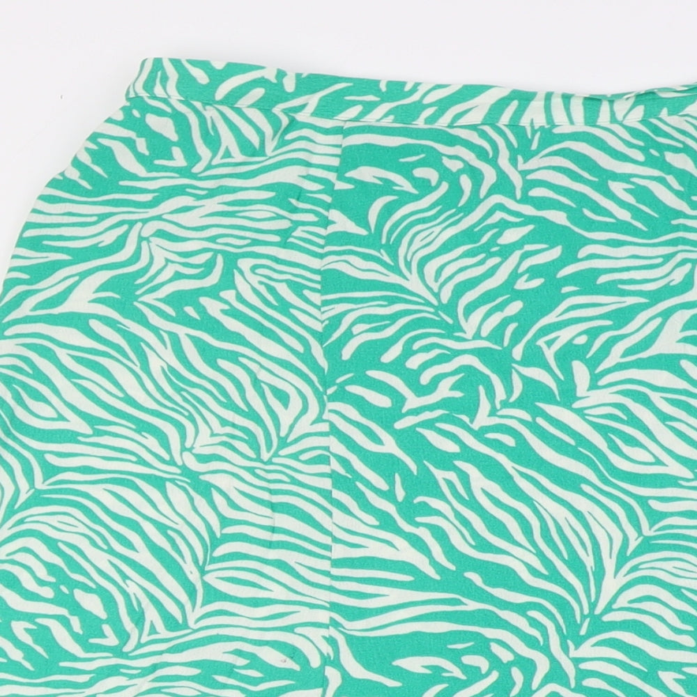 Marks and Spencer Womens Green Animal Print Viscose Bandage Skirt Size 14 Zip