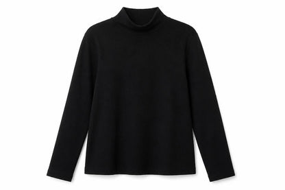 Warehouse Womens Black Viscose Basic Blouse Size M Mock Neck - Ribbed