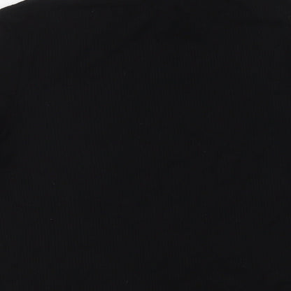 Warehouse Womens Black Viscose Basic Blouse Size M Mock Neck - Ribbed