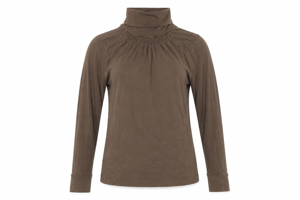 Kapalua Womens Brown Viscose Basic Blouse Size M High Neck