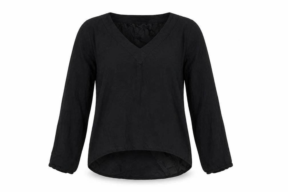 Zara Womens Black Viscose Basic Blouse Size M V-Neck