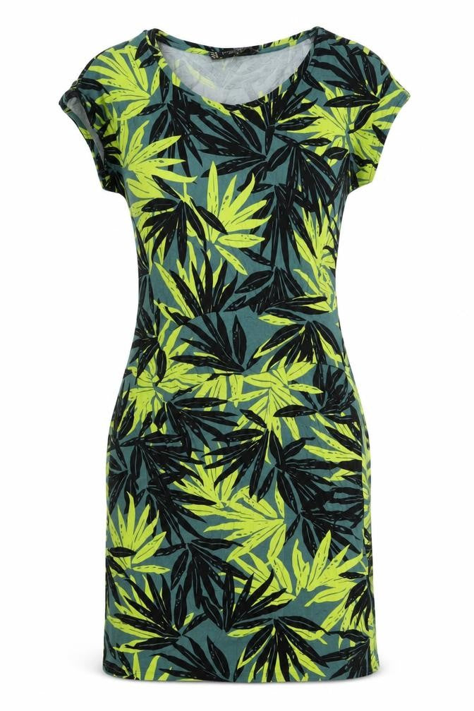 Principles Womens Green Viscose A-Line Size 12 Round Neck - Leaf Print