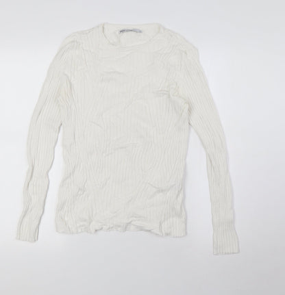 Additional front view of Only women’s yellow viscose basic blouse, size M, round neck - ribbed