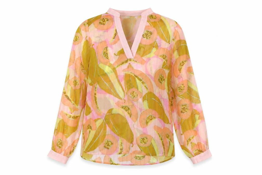 Numph Womens Multicoloured Fair Isle Polyester Basic Blouse Size 6 V-Neck - Sheer