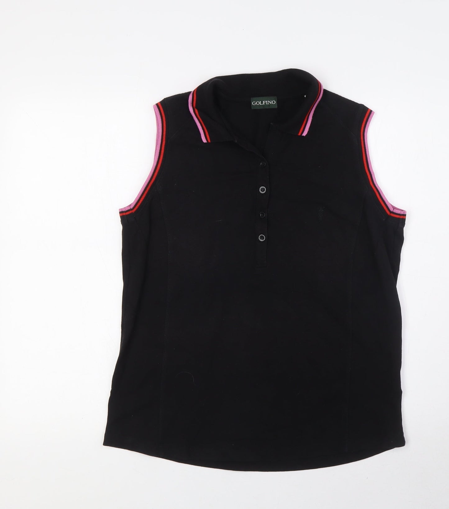 GOLFINO Womens Black Modal Basic Polo Size 18 Collared Button
