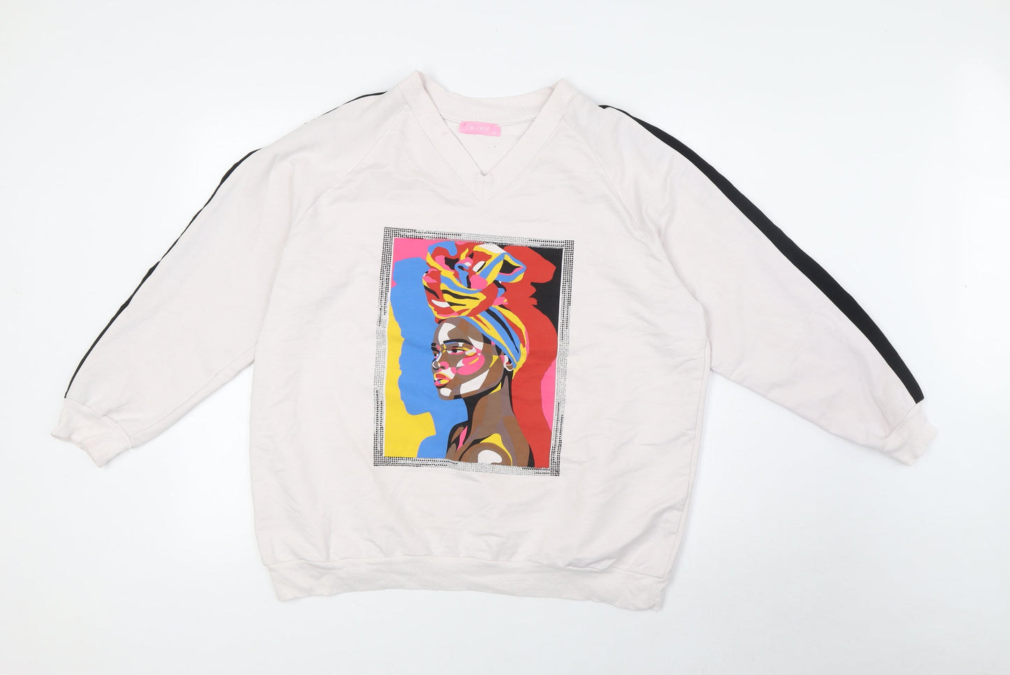 Wawa Womens Pink Cotton Pullover Sweatshirt Size 16 - V Neck