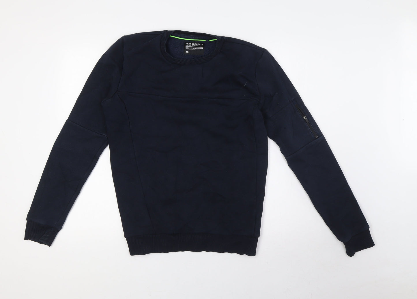 NEXT Mens Blue Cotton Pullover Sweatshirt Size XS - Sleeve Pocket