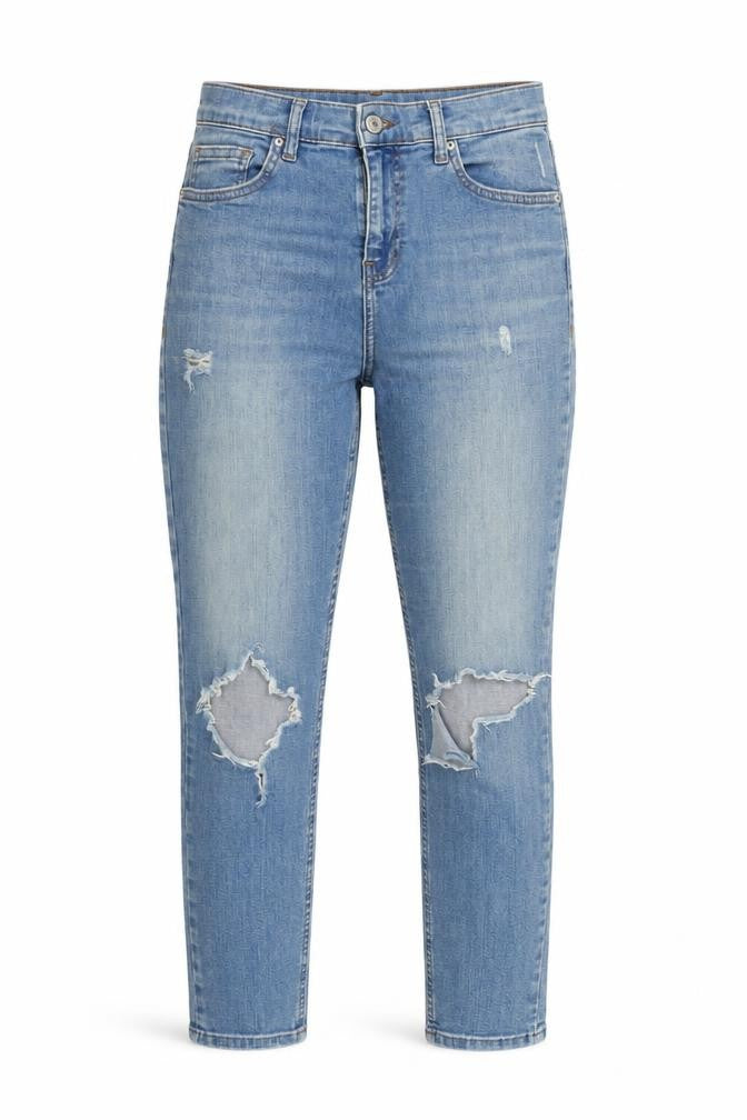 Topshop Womens Blue Cotton Blend Straight Jeans Size 30 in L30 in Regular Zip