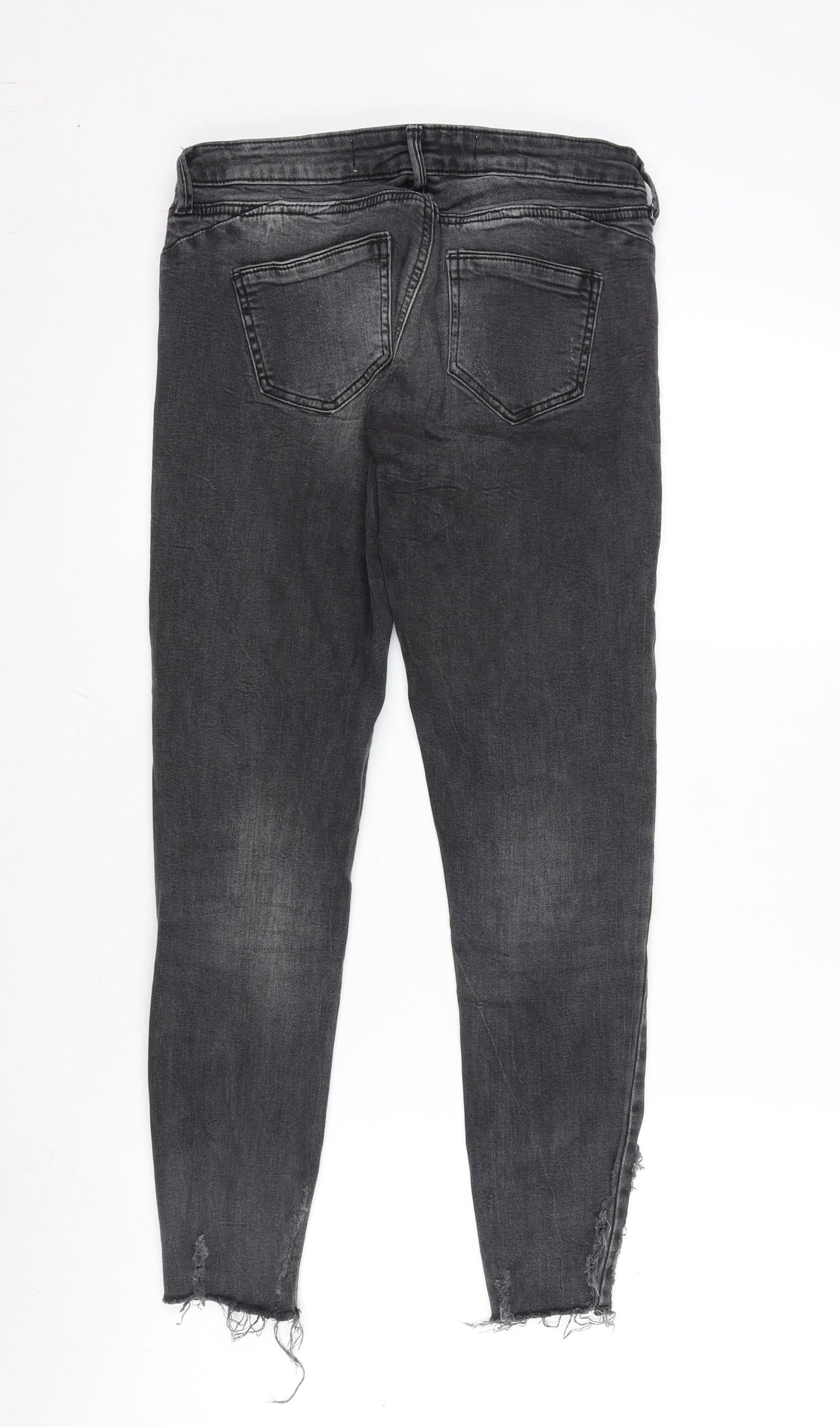 Denim & Co. Womens Grey Cotton Blend Tapered Jeans Size 8 L26 in Regular Zip