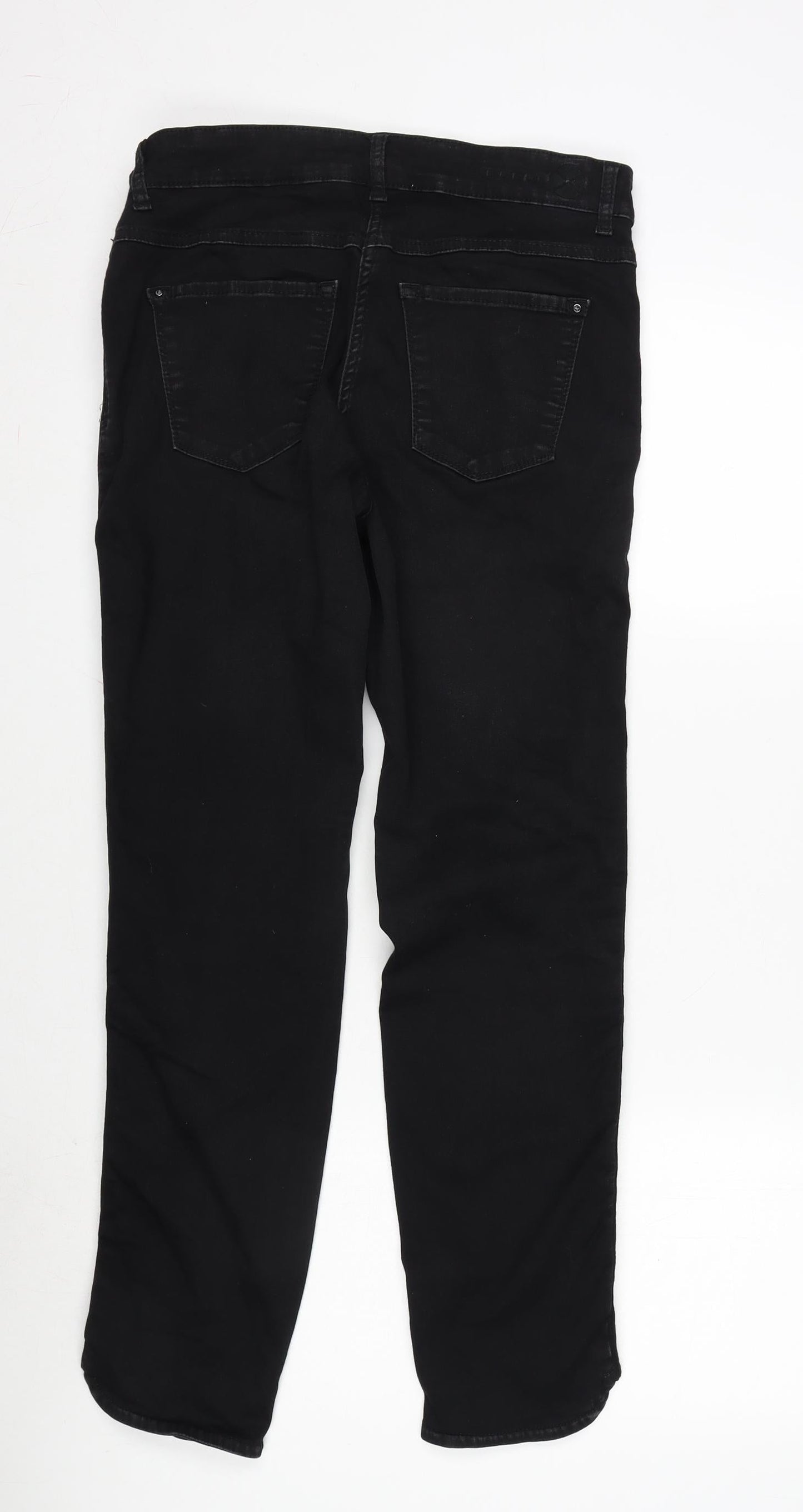 Dream Jeans Womens Black Cotton Blend Straight Jeans Size 30 in L29 in Regular Zip - Detail To Side- Vents In Legs