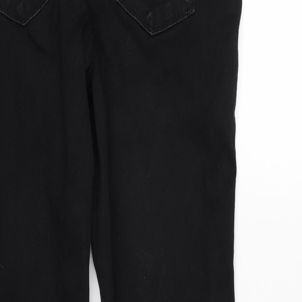 Dream Jeans Womens Black Cotton Blend Straight Jeans Size 30 in L29 in Regular Zip - Detail To Side- Vents In Legs