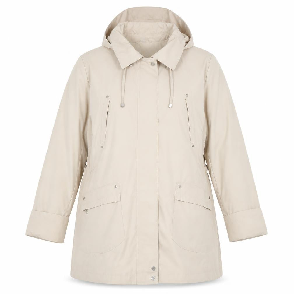 Klass Womens Beige Rain Coat Jacket Size XL Zip