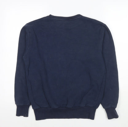 Back view of Ellesse women’s blue cotton pullover sweatshirt, size UK 8, pullover - logo