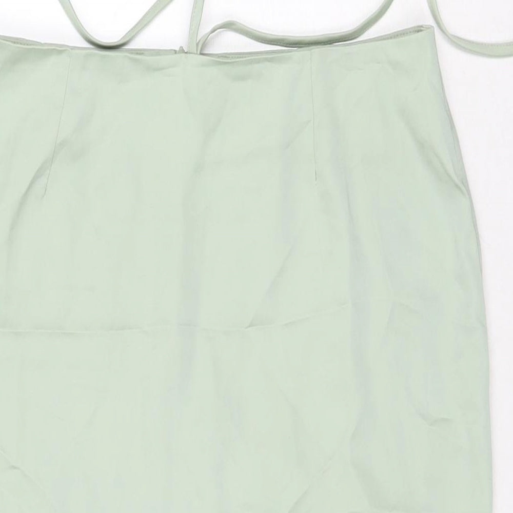 PRETTYLITTLETHING Womens Green Polyester Straight & Pencil Skirt Size 10 Zip