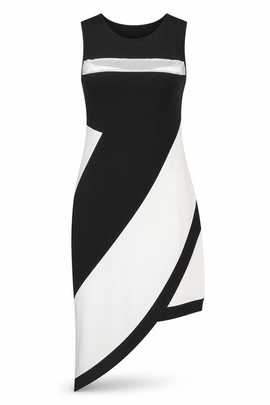 Boohoo Womens White Colourblock Polyester Tank Dress Size 12 Round Neck Pullover