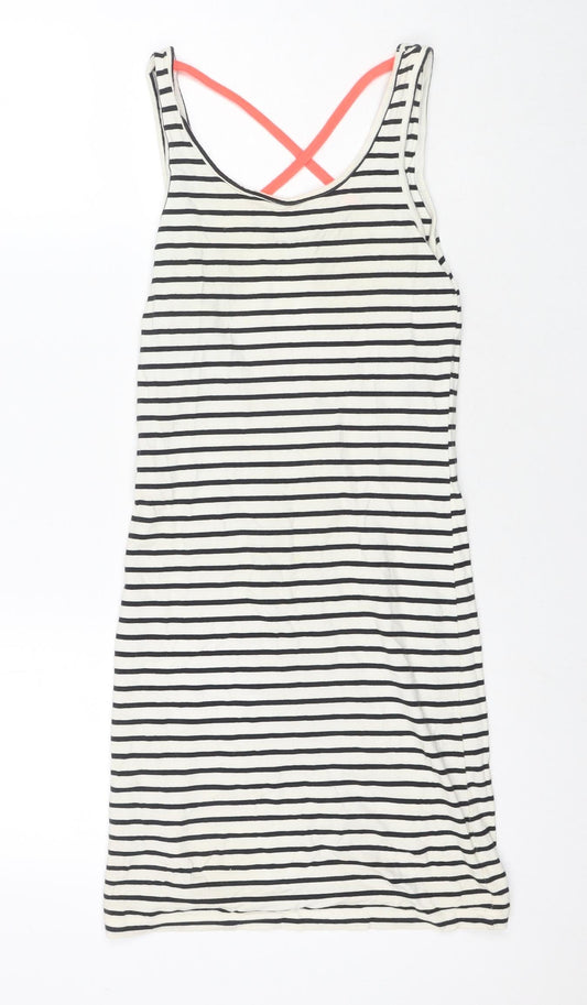 VERO MODA Womens White Striped Cotton Tank Dress Size XS Round Neck Pullover