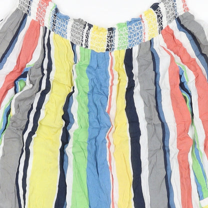 Next Womens Multicoloured Striped Viscose Basic Button-Up Size 14 Round Neck