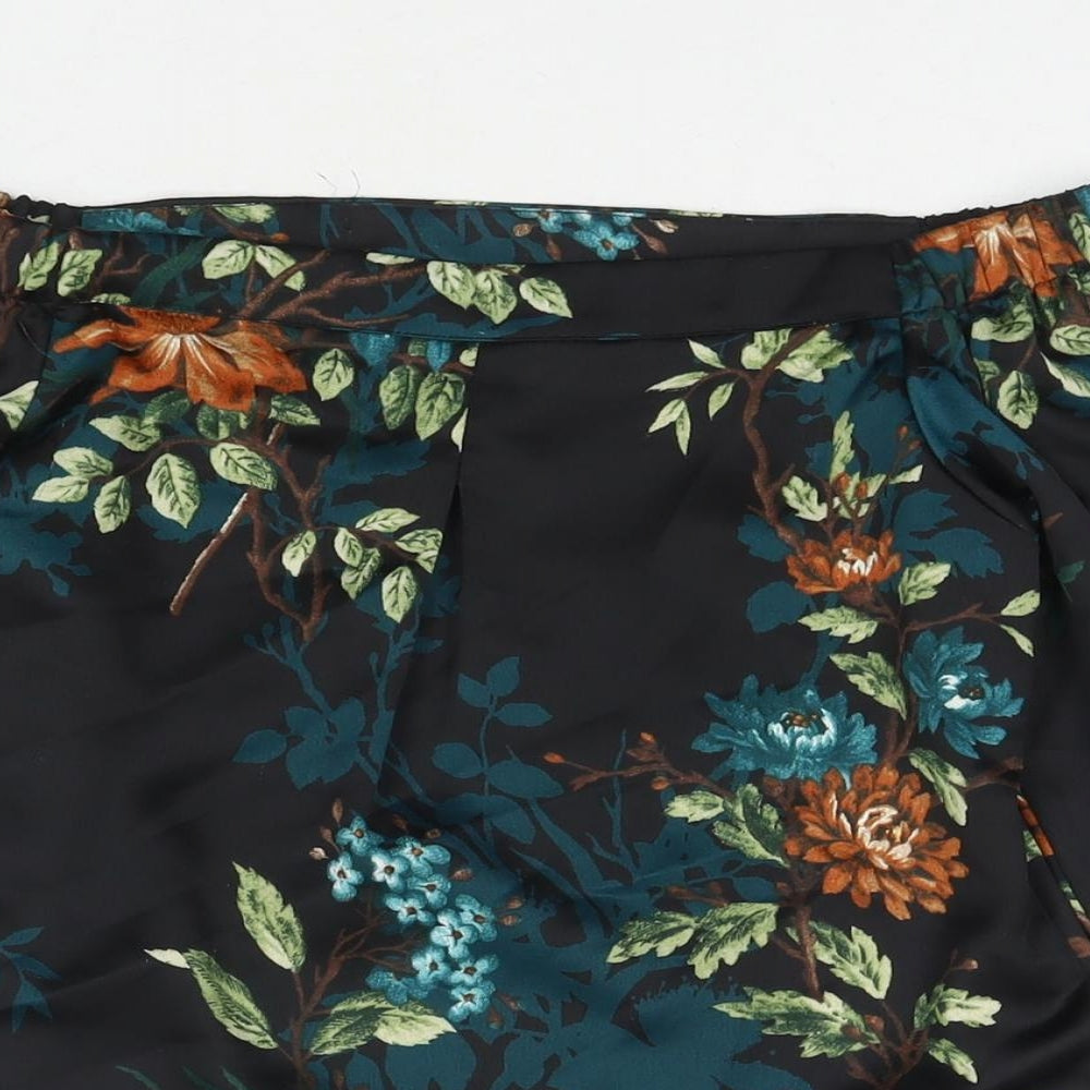 Dorothy Perkins Womens Black Floral Polyester Basic Blouse Size 4 Off the Shoulder