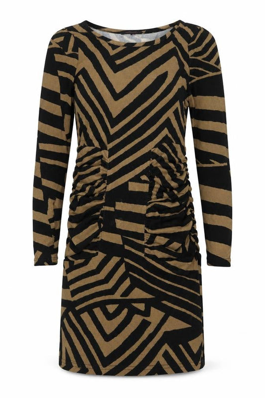 Lila Womens Brown Striped Polyester Jumper Dress Size 10 Round Neck Pullover