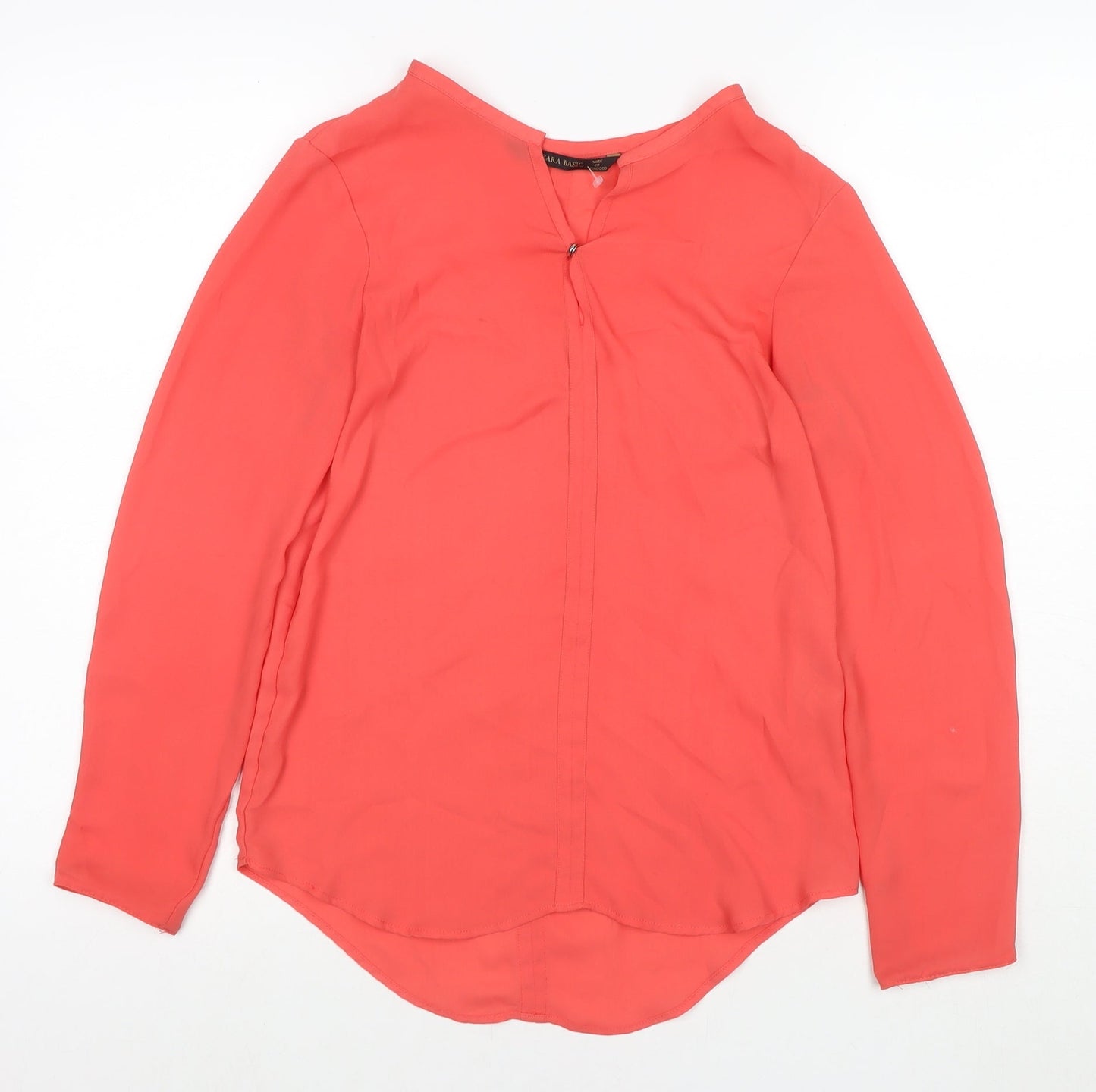 Zara Womens Red Polyester Basic Blouse Size XS V-Neck