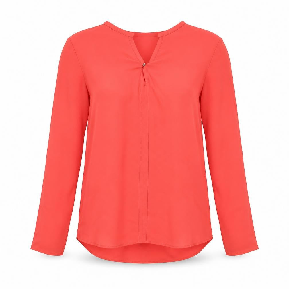 Zara Womens Red Polyester Basic Blouse Size XS V-Neck