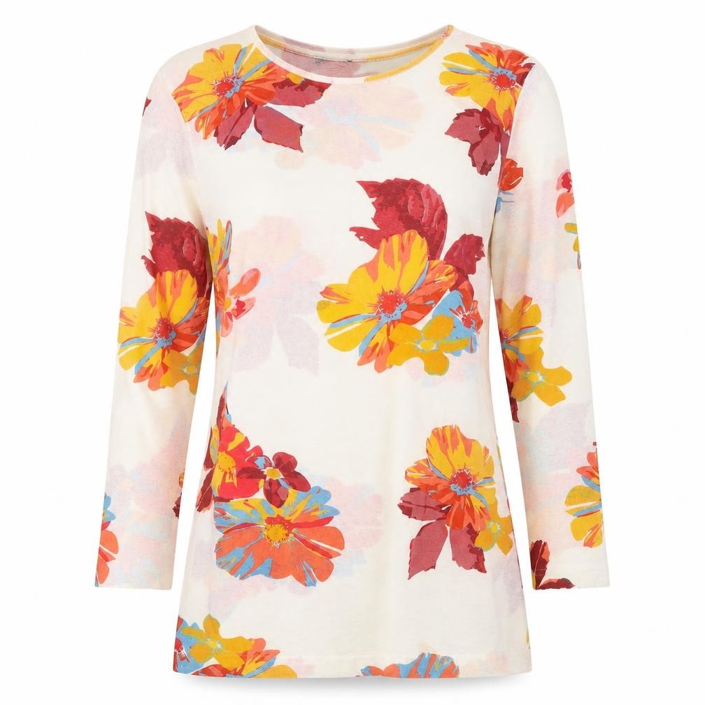 Zara Womens Multicoloured Floral Polyester Tunic Blouse Size M Round Neck