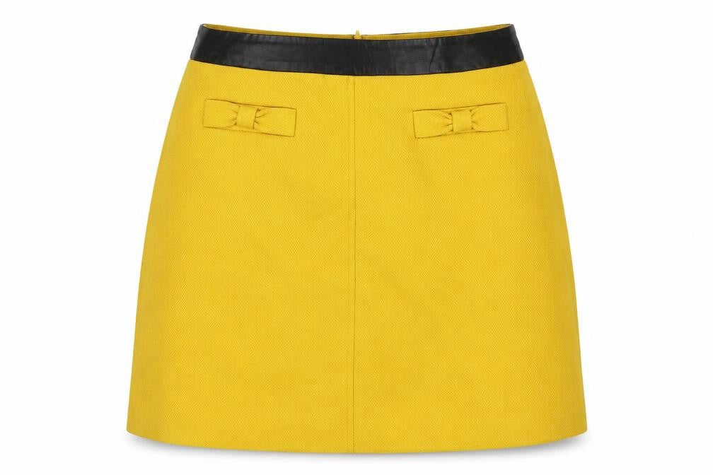 Oasis Womens Yellow Polyester A-Line Skirt Size 10 Zip