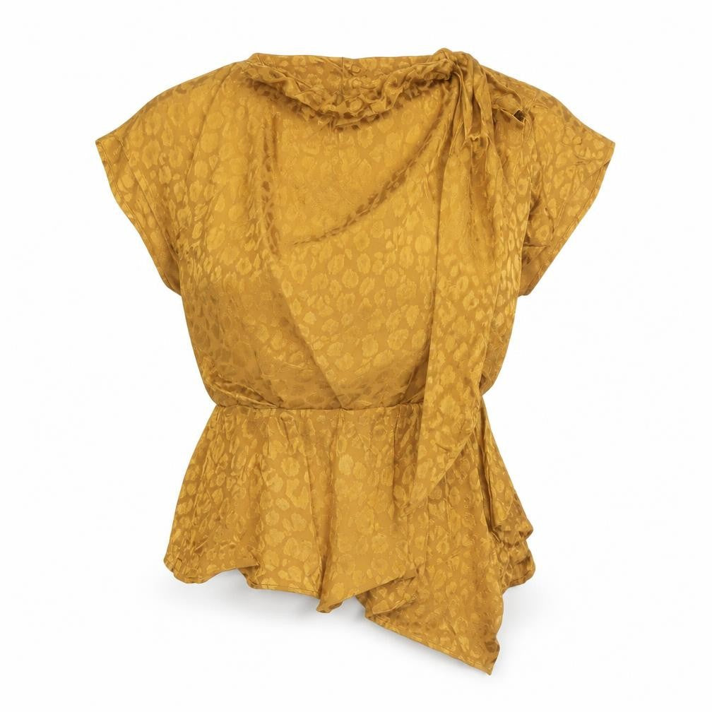 Topshop Womens Yellow Viscose Basic Blouse Size 6 Cowl Neck