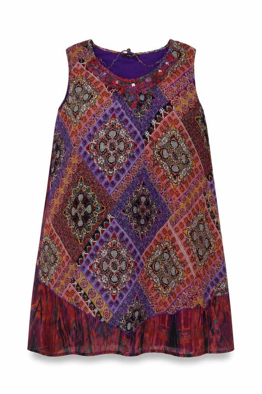 Klass Womens Multicoloured Geometric Polyester Kaftan Size 20 Round Neck Pullover
