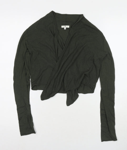 TOM TAILOR Womens Green V-Neck Cotton Cardigan Jumper Size XS