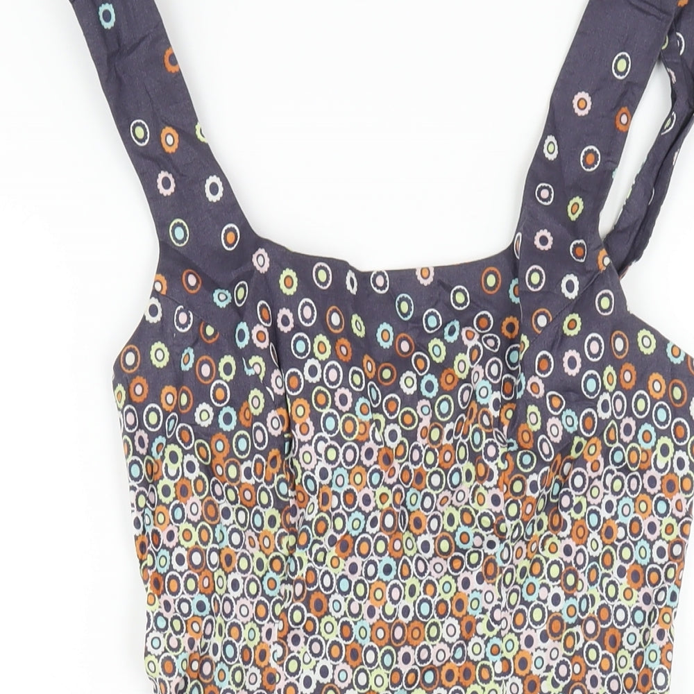 Topshop Womens Multicoloured Geometric Cotton A-Line Size 10 Scoop Neck Zip