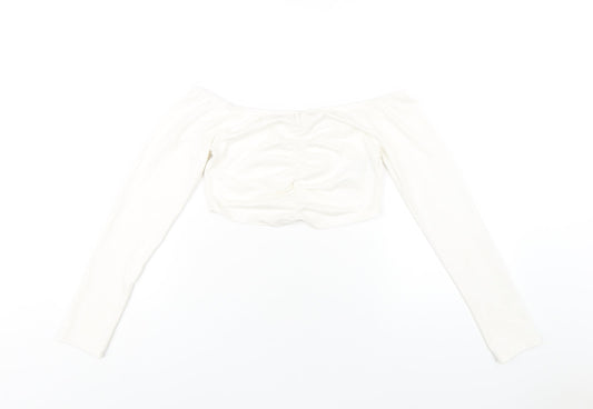Nakd Womens White Modal Cropped T-Shirt Size M Off the Shoulder - `