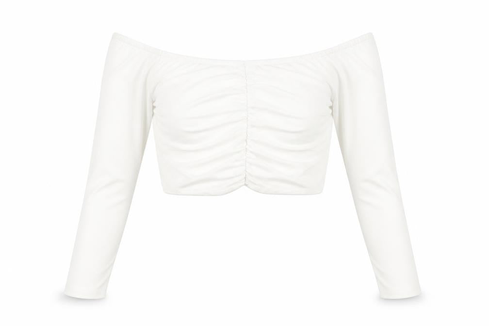 NA-KD Womens White Modal Cropped T-Shirt Size M Off the Shoulder - `