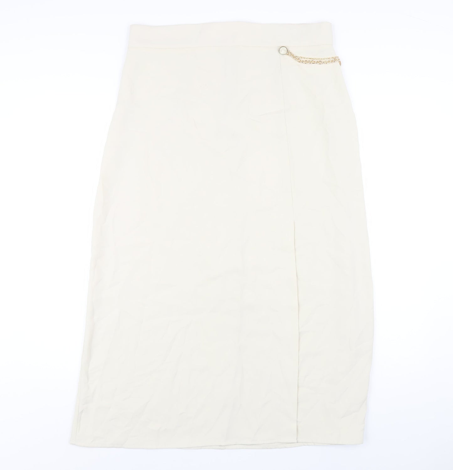 Zara Womens Ivory Polyester A-Line Skirt Size XL Zip