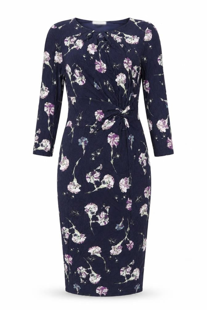 Classics Womens Blue Floral Viscose Bodycon Size 10 Round Neck Pullover