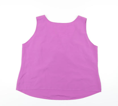 Marks & Spencer Womens Purple Polyester Basic Tank Size 20 Round Neck