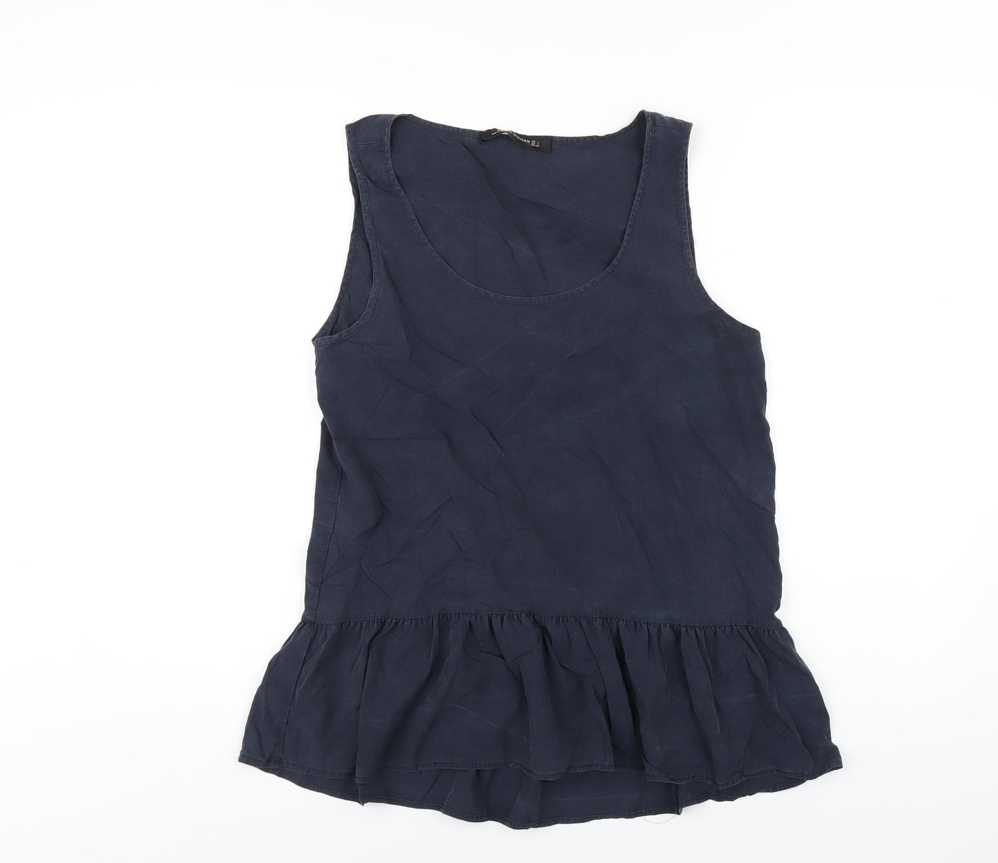 Zara Womens Blue Lyocell Basic Tank Size S Scoop Neck
