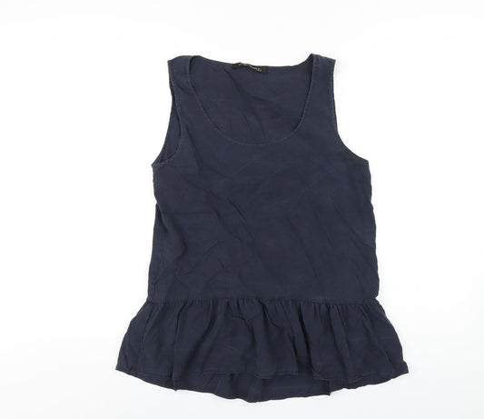 Zara Womens Blue Lyocell Basic Tank Size S Scoop Neck