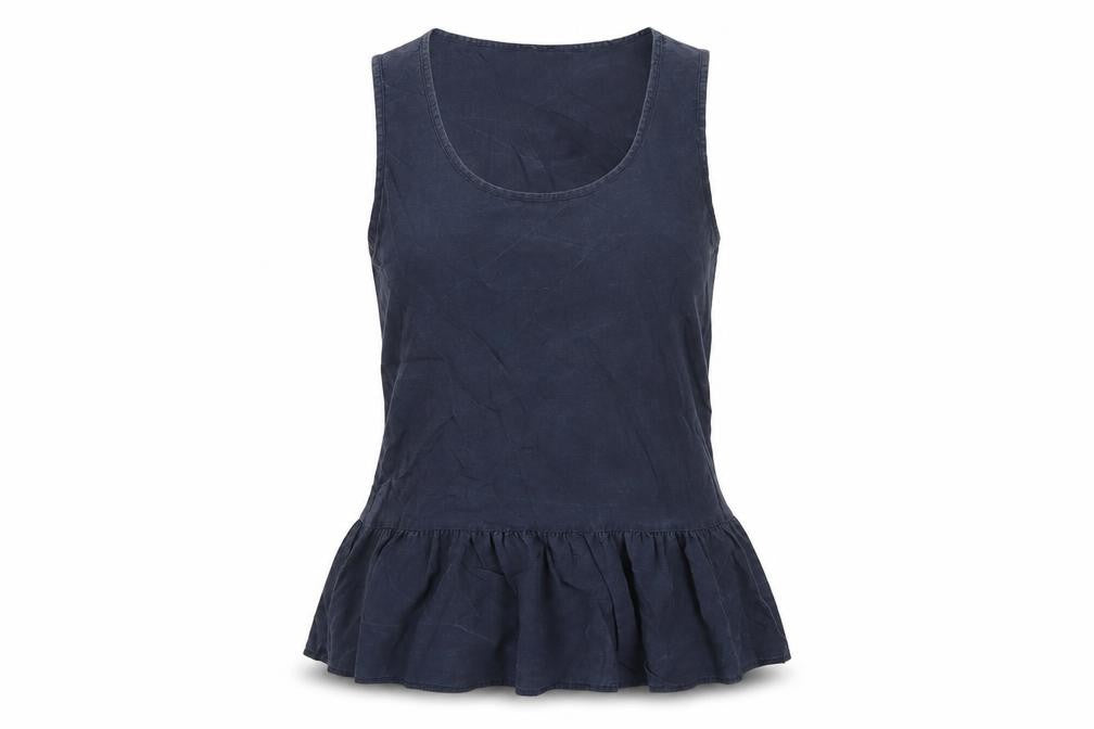 Zara Womens Blue Lyocell Basic Tank Size S Scoop Neck