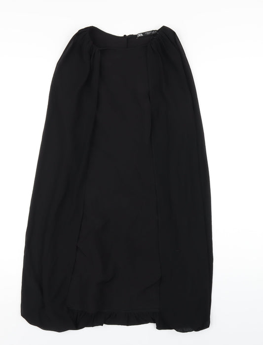 Zara Womens Black Polyester A-Line Size XS Roll Neck Zip