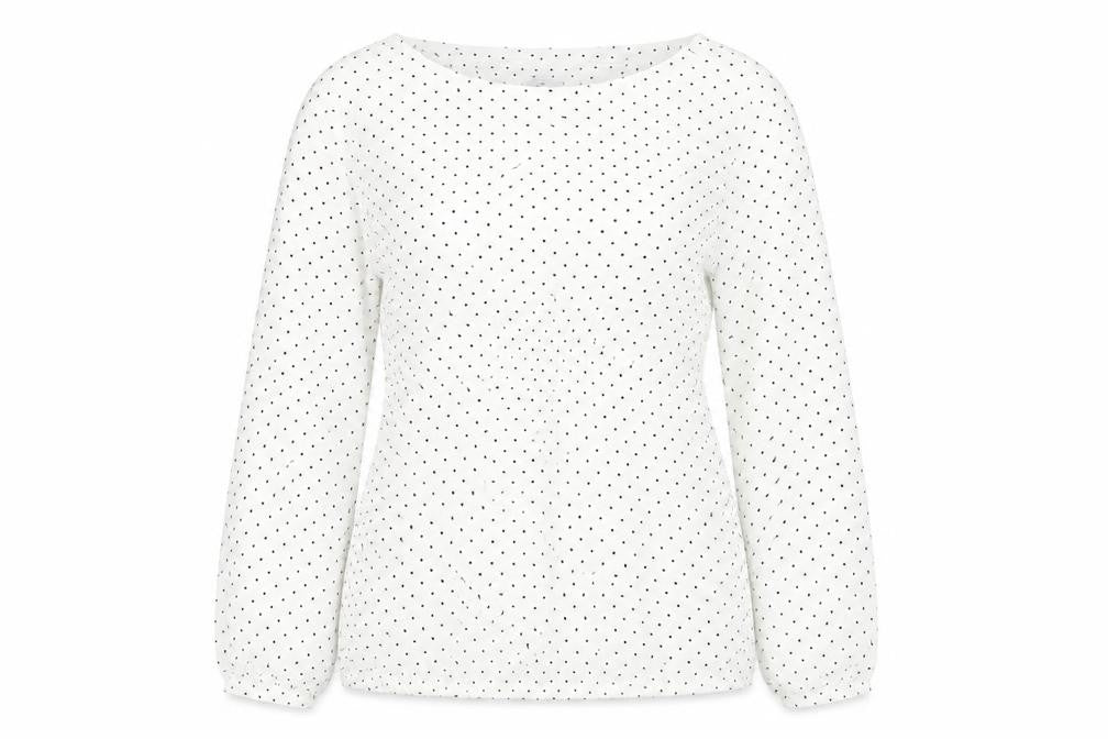 Gap Womens White Polka Dot Polyester Basic Blouse Size L Boat Neck