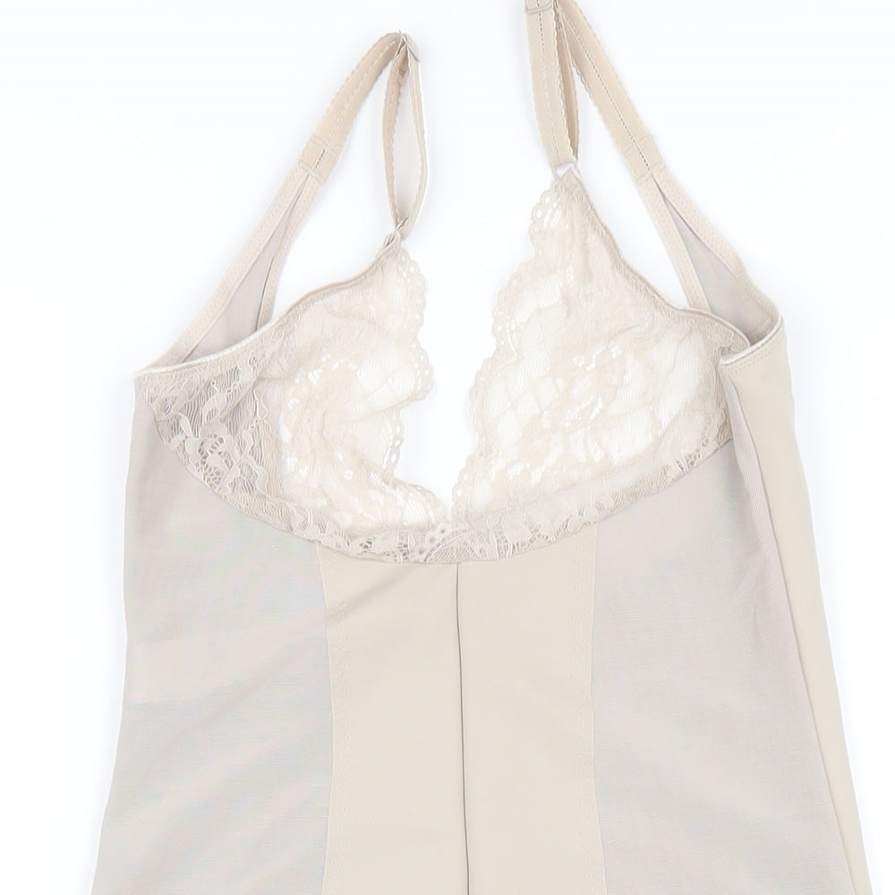 Marks and Spencer Womens Beige Solid Polyamide Cami Dress Size 14