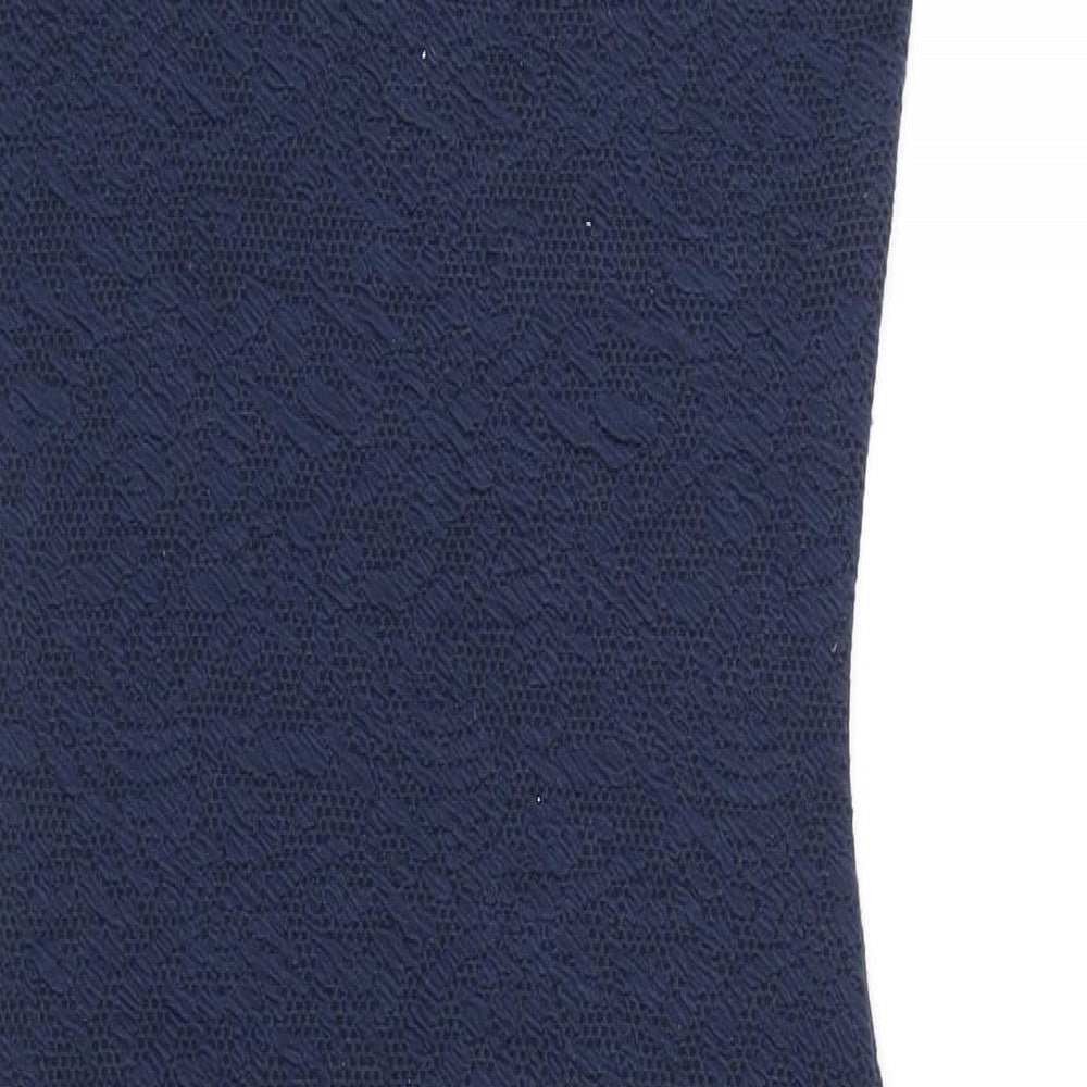 New Look Womens Blue Polyester Bodycon Size 10 Scoop Neck Pullover