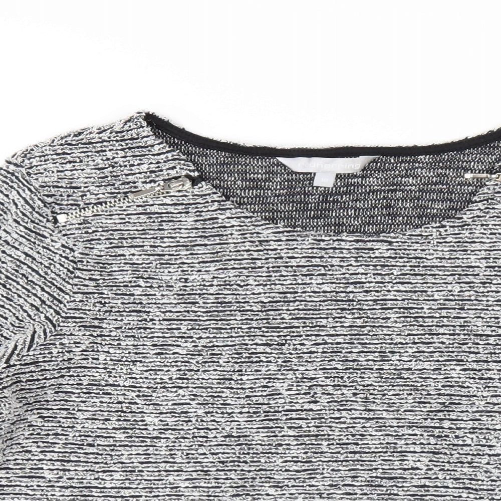 Red Herring Womens Grey Cotton Basic T-Shirt Size 10 Round Neck