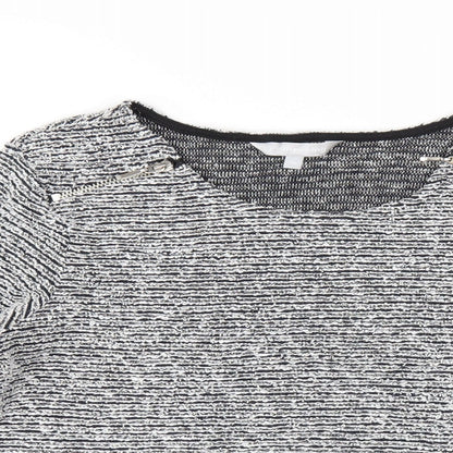 Close-up detail of Red Herring women’s grey cotton basic t-shirt, size UK 10, round neck