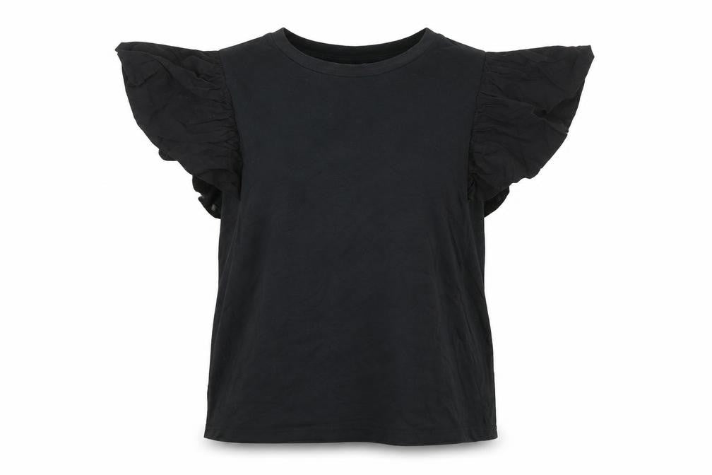 Coast Womens Black Cotton Basic T-Shirt Size M Round Neck