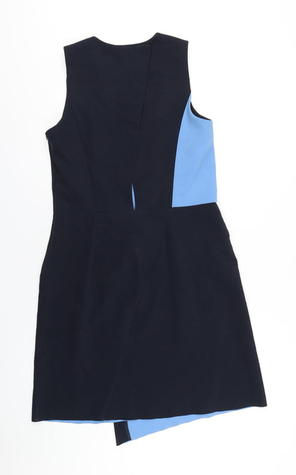 Next Womens Blue Polyester A-Line Size 14 Round Neck Zip
