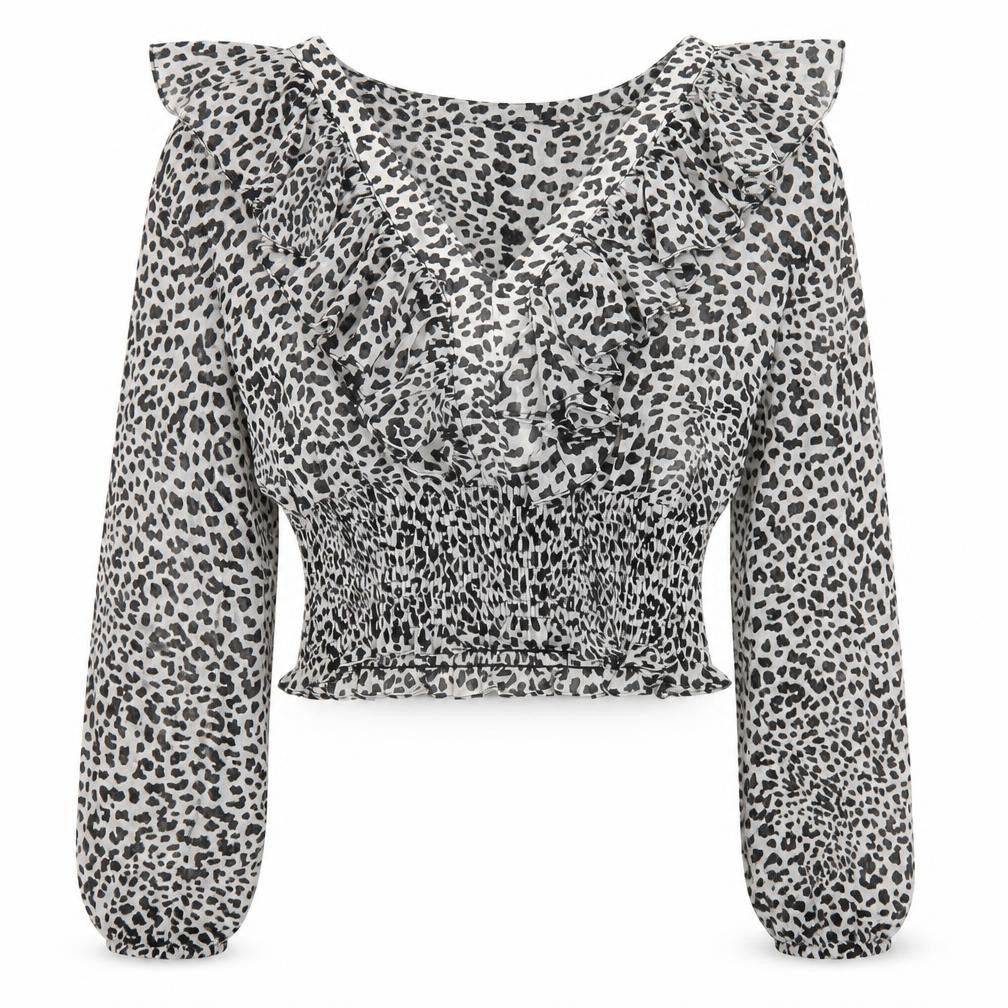 Zara Womens Grey Geometric Polyester Basic Blouse Size XS V-Neck