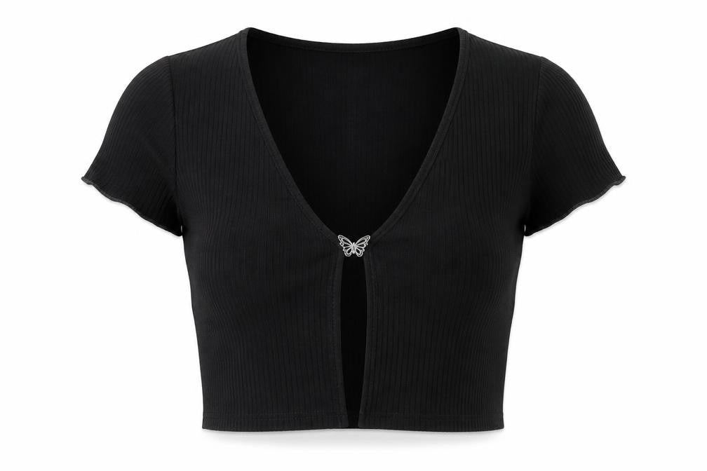 H&M Womens Black Polyester Basic T-Shirt Size M Scoop Neck