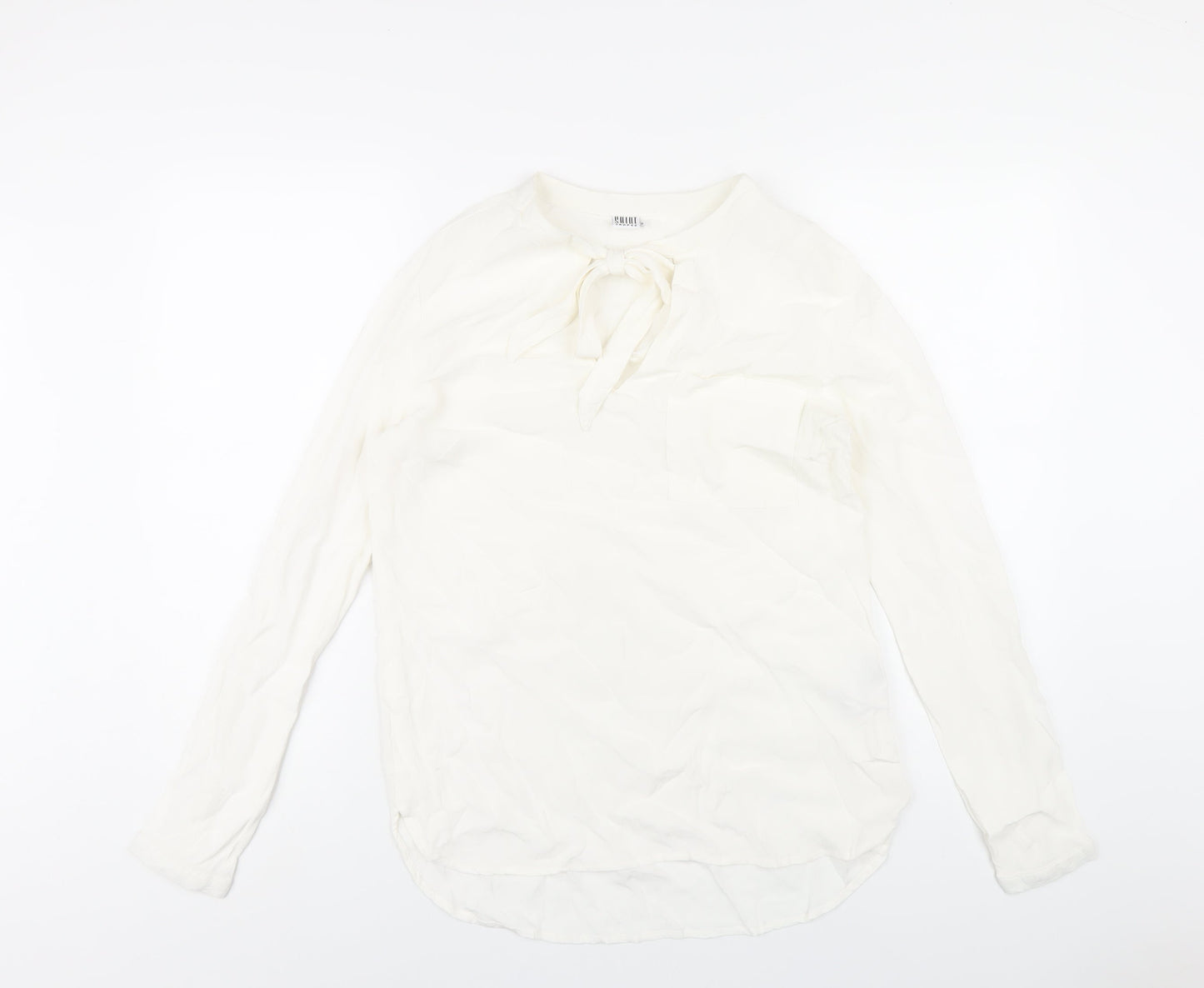 Saint Tropez Clothing Womens White Viscose Basic Blouse Size S Round Neck